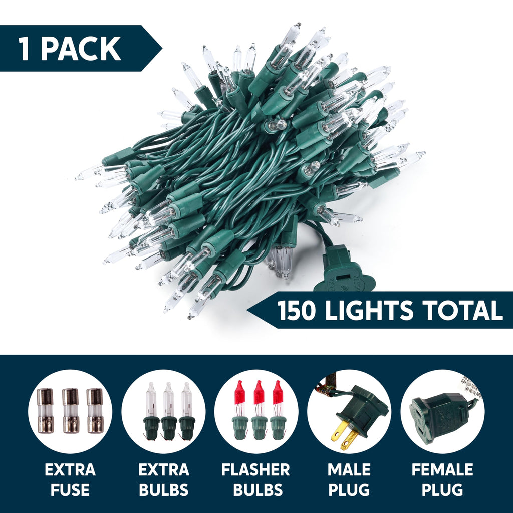 Joiedomi Clear Christmas Lights Outdoor,150 Count Christmas Tree Lights,38.7FT Warm White String Lights with Green Wire,Xmas Decorations for Indoor Party House Garden Yard Home