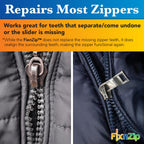 FixNZip Small, Medium, and Large Black Nickel Zipper Repair Kit Bundle | Universal No-Sew Slider Replacement for All Apparel Needs | Instant and Reusable Zipper Repair Tool | Sizes 1-10