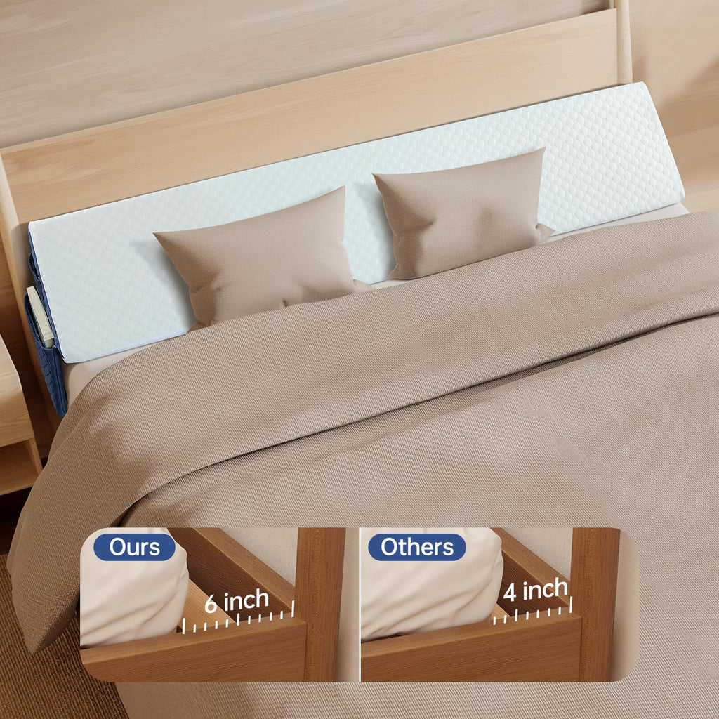 Welzona Queen Size Wedge Pillow Headboard/Bed Wedge Pillow for Headboard, Bed/Mattress Gap Filler (0-6"), Triangle Pillow Wedge for Gap, Comfortable High Density Foam Pillow (60"x 10"x 6")