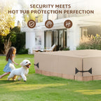 iBirdie Outdoor Waterproof and Weatherproof Hot Tub Cover 85 x 85 inch fit 84 x 84 or 83 x 83 or 82 x 82 or 7 ft x 7 ft Square SPA 600D Heavy Duty Cover Protectors Protective Cap, Brown