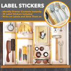 SpaceAid Bamboo Drawer Dividers with Inserts and Labels, Kitchen Adjustable Drawer Organizers, Expandable Organization for Home, Office, Dressers, 4 Dividers with 9 Inserts (17-22 in)