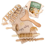 Enjoy Today 6 Pc Professional Solid Wood Therapy Massage Tools with Instruction Guide. Maderoterapia Kit with Lymphatic Drainage Massager, Cellulite Massager and Cupping Kit for Massage Therapy,