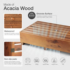 TINAMO 6.5" One Step Stool for Elderly (No Assemble Required)- 550 Lbs Acacia Wood High Riser Step Stool for Bed - Wooden Mobility Stepping Stools for Adults, Kids/Bedside, Bathroom, Kitchen, Garden