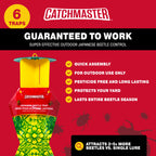 Catchmaster Japanese Beetle Traps Outdoor 6PK, Flying Insect Trap Bag with Lid & Dual Pheromone Food Lure, Hanging Bug Catcher Pest Control for Backyard & Garden, Plants, Trees, Vegetables & Flowers