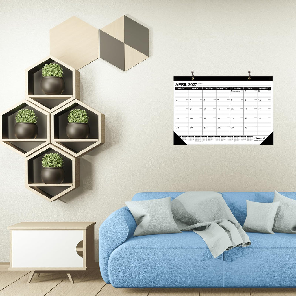 Desk Calendar 2026-2027 - 19 Months Academic Calendar 17" × 11.5" Desktop Calendar from Jun. 2026 to Dec. 2027 with Julian Date for Home School Office Desk Top Organizing