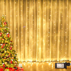 Twinkle Star 300 LED Window Curtain String Light for Christmas Wedding Party Home Garden Bedroom Outdoor Indoor Wall Decorations (Warm White)