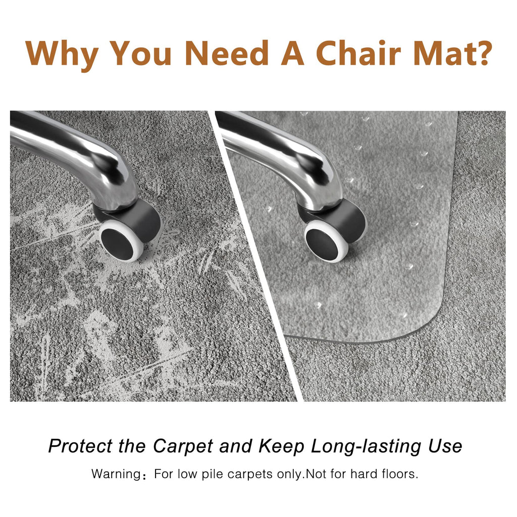Naturehydro Chair Mat for Low Pile Carpeted Floors - 53" x 45" x 0.09" Clear Plastic Chair Mat Under Desk, Easy Glide Rolling Floor Protector, BPA and Phthalates Free (with Lip)