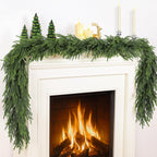 TOWPONICS 12FT（2 * 6FT） Christmas Norfolk Pine Garland, Real Touch Faux Green Garlands, Winter Artificial Greenery Garland for Mantle, Stairs, Table, Fireplace, Indoor & Outdoor Xmas Decorations