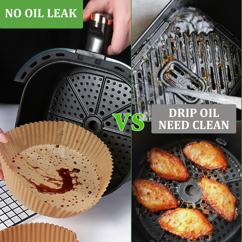 200pcs Air Fryer Disposable Liner, Non-Stick Parchment Paper for Baking, Oil-Proof, Water-Proof, Food Grade (6.3" Bottom, 7.9" Top)