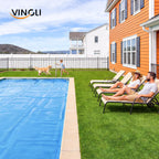 VINGLI 12Mil Solar Pool Cover, Rectangle Solar Blanket-Heavy Duty Solar Pool Cover for Above Ground Pool-Pool Solar Cover for Inground Pool (Blue, 12'x24' Rectangular)