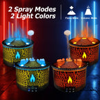 Cechlicht Volcano Diffuser, Essential Oil Diffuser 300ml Volcano Humidifier with Flame & Volcano Mist Mode, 2 Colors, Timer, Auto Shut-Off, Remote Control, Flame Diffusers for Home Bedroom Black
