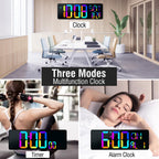TXL Large 16.5" LED Digital Wall Clock, RGB Color Changing, Count Up/Down Timer Clock with Remote Control, Adjustable Brightness Alarm Clock for Home, Office, Gym, Elderly, Auto DST