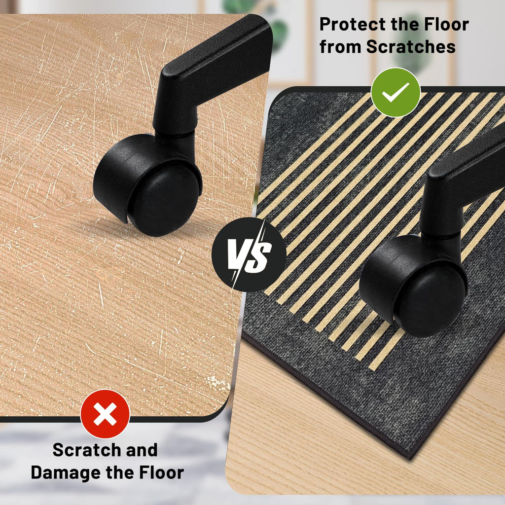 Office Chair Mat for Hardwood Floor&Tile Floor,36"X 48" Heavy Duty Desk Chair Mat for Hard Floors,Under Desk Rug for Rolling Computer Chair,Anti Slip,Low Pile Carpet Floor-Geo Black