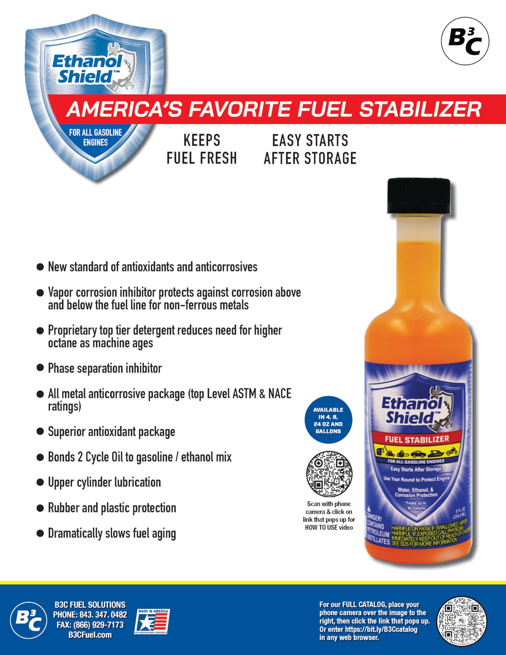 Ethanol Shield Fuel Stabilizer, 24 oz (2 Pack) Keeps Fuel Fresh, Gasoline Treatment Fuel Additive That Protects Fuel System, Gas Stabilizer for Fuel Storage, Antioxidant and Anticorrosive