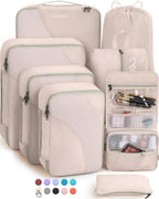 8/10 Sets Packing Cubes for Travel, Sturdy Suitcase Organizer in 4 Sizes (Extra Large, Large, Medium, Small), OlarHike Luggage Cubes with Toiletry Bag, Travel Essentials, Cruise Ship Gifts for Women