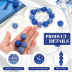 Loetere 40 Pcs 20mm Rhinestone Beads Crystal Round Disco Ball Beads Bulk Chunky Bubblegum Beads Charms for Christmas DIY Pens Making Jewelry Supplies Craft European Style Bracelets (Dark Blue)