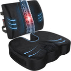 FORTEM Office Chair Cushion and Back Support for Office Chair, Lumbar Support Pillow, Memory Foam, Non Slip Sitting and Back Rest for Gaming, Car Seat Cushion, Chair Pad, XL