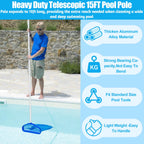 YEECHUN Professional 15 Foot Swimming Pool Pole Telescopic Aluminum Fits Pool Net Skimmer Rake Vacuum Head Brush Cleaning Equipment Heavy Duty,for Skimmer Nets, Vacuum Heads and Brushes