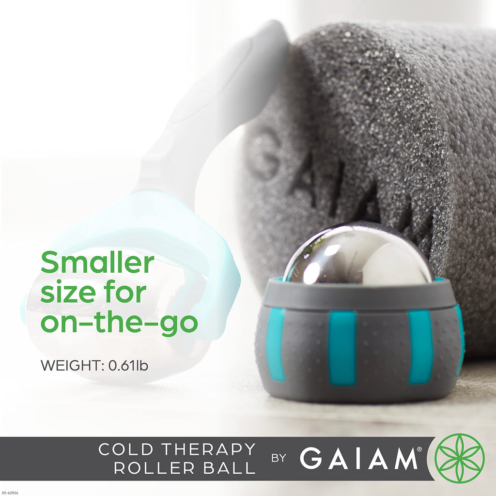 Gaiam Restore Cold Therapy Muscle Massage Roller Ball - Cryosphere Cold Massage Roller Ball, Easy-Glide Roller with Comfort Grip Base, Muscle Massage Tool to Help with Sore Muscles