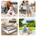 XVISHX Baby Play Mat, 50 x 50 Inch Play Mat Perfect for Use Baby Playpen, Foldable Baby Foam Playmat for Floor, Portable Waterproof Activity PlayMats for Babies, Infants and Toddlers