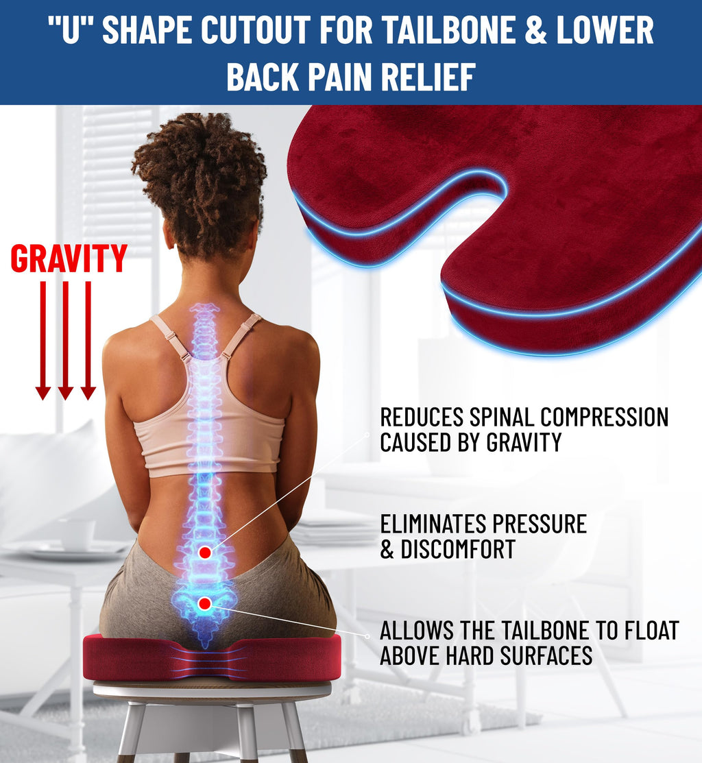 Everlasting Comfort Memory Foam Seat Cushions for Office Chairs - Sciatica & Tailbone Pain Relief Cushion - Car Seat & Office Chair Cushion - Ergonomic Office Desk Accessories for Comfort