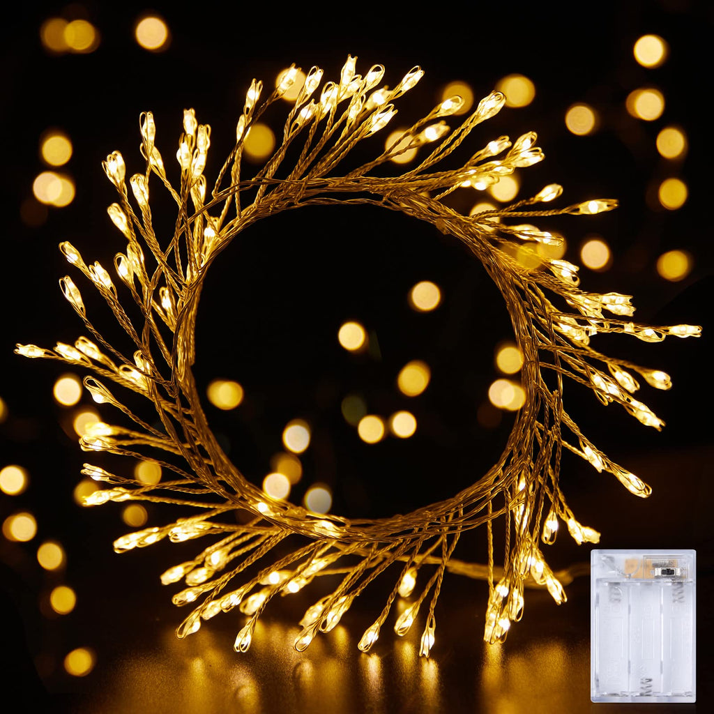 2 Pack Fairy Lights Battery Operated, Twinkle String Lights Waterproof Silver Wire 5 Feet 60 Led Firecracker Starry Lights for DIY Wreath Wedding Party Bedroom Mason Jar Holiday Christmas, Warm White