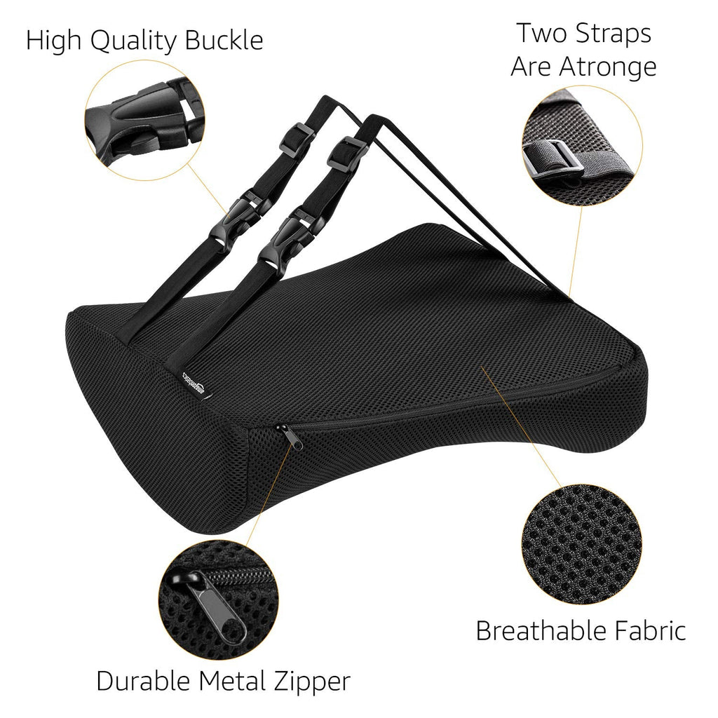 Amazon Basics Rectangular Comfortable Back Support Cushion for Office Chairs, Memory Foam, Black