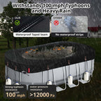 QH.HOME 10X16 ft Oval Pool Cover,Solar Cover for Above Ground Pools - Black Oxford Fabric Heats Water, Blocks Leaves & Sun, Windproof Snug Fit with Patented Ratchet & Weight Rings