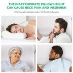 UTTU Cervical Pillow for Neck Strain Relief, Memory Foam Neck Pillow for Sleeping, Adjustable Orthopedic Sandwich Pillow, Contour Cooling for Side Back Stomach Sleeper, Queen(23.6"×14"×4.7"/3.9")