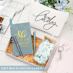 SiliFine 7 Pcs Boss Day Gift Sets Lady Thank You Gifts for Women Best Boss 16oz Glass Cup Makeup Bag Keychain A6 Notepad with 3 Ballpoints Pen Lady Leader Appreciation Day Christmas Favor(Blue)