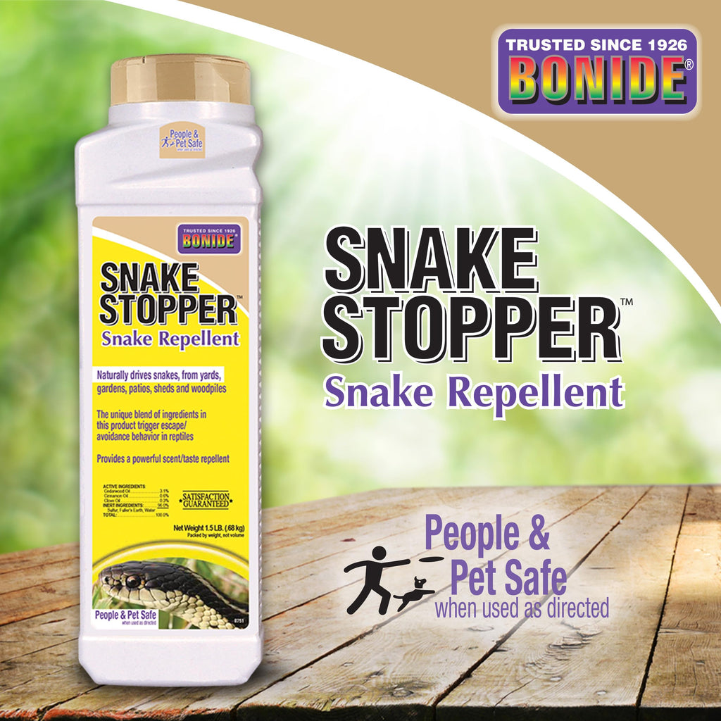 Bonide Snake Stopper Snake Repellent, 1.5 lbs Ready-to-Use Granules, Outdoor Deterrent for Snakes, Lizards, Iguanas