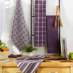 DII Assorted Woven Kitchen Set, Dishtowel, 18x28, Dishcloth, 13x13, Eggplant, 5 Piece