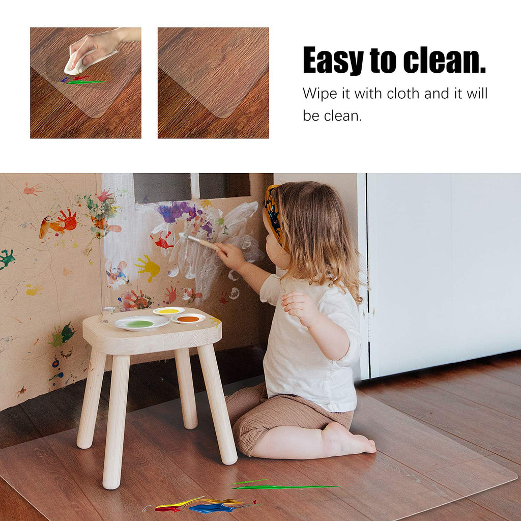 Kuyal Clear Chair mat for Hardwood Floor 36 x 55 inches Transparent Floor Mats Wood/Tile Protection Mat for Office & Home (36" X 55" Rectangle)