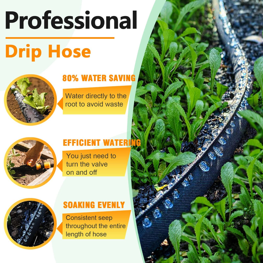LAVEVE Flat Soaker Hose for Gardn Heavy Duty Drip Irrigation Flexible Hoses 15 FT