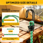 Bungee Cords Heavy Duty Outdoor: 20 Pcs Premium Rubber Bungee Cords with Hooks in a Storage Jar Includes 10", 18", 24", 30", 36", 48" Bungee Cord for Camping, Tent, Fastening Items
