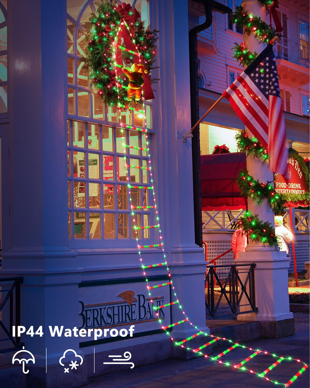 Toodour LED Christmas Light - 10ft Christmas Decorative Ladder Lights with Santa Claus, Christmas Decorations Lights for Indoor Outdoor, Window, Garden, Home, Wall, Xmas Tree Decor - Red & Green