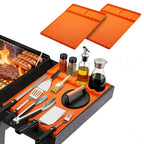Silicone Grill Mat for Blackstone - BBQ Griddle Tools Side Mat with Drip Pad, Griddle Tools Mat for Outdoor Kitchen Countertop, BBQ Grill Accessories Gifts for Men (Gray-2Pack)