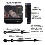Youngtown 12888 High Torque Quartz Clock Movement Replacement Parts with 235 mm / 9.25 Inch Long Spade Hands