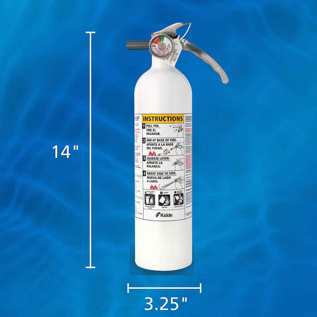 Kidde Mariner 110 Marine Fire Extinguisher for Boats, 1-A:10-B:C, 3.9 Lbs., Coast Guard Approved, Strap Bracket (Included), White, 2 Pack