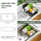 Dish Drying Rack - Space-Saving Small Dish Rack for Kitchen Counter, Rust-Resistant Kitchen Drying Rack, Compact Dish Drainer Organizer with Utensil Holder for Home Kitchen, Black