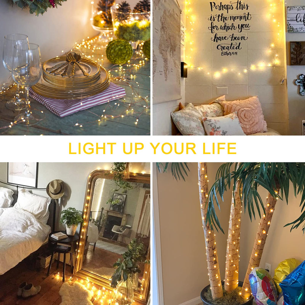 JMEXSUSS 2 Pack Fairy Lights Battery Operated with Remote, Total 400 LED 132ft Battery Powered String Lights, Twinkle Christmas Fairy Lights for Bedroom Centerpiece Indoor Outdoor Decor, Warm White