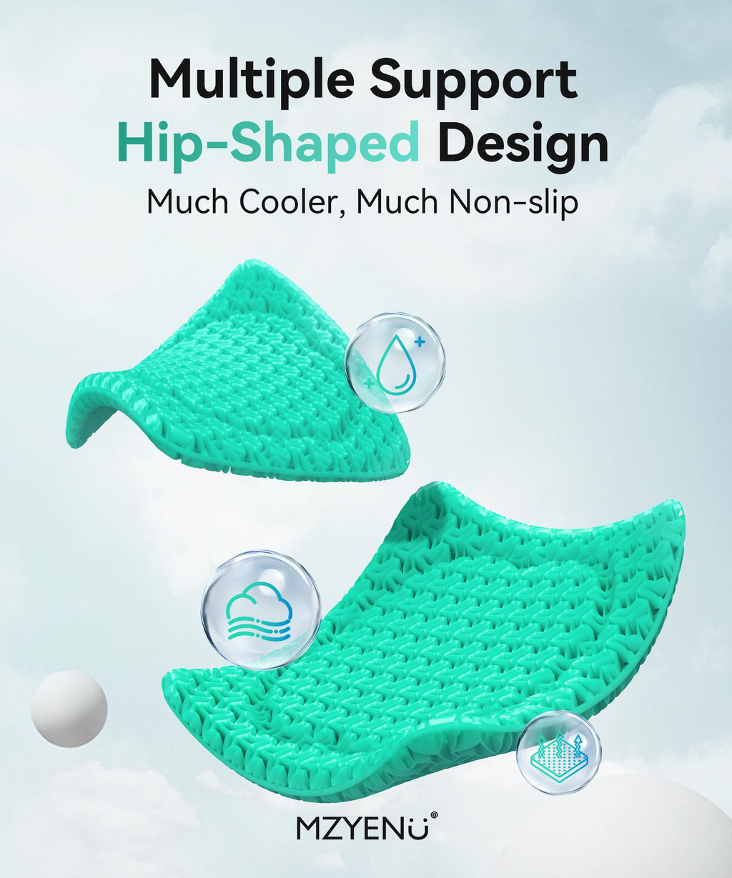 MZYENU Gel Seat Cushion, Cool Chair Cushion for Office Chairs, Driving Car Cushion Breathable, Wheelchair Cushions for Pressure Relief, Back Pain for Seat Cushions, Chair Pad with No-Slip Cover