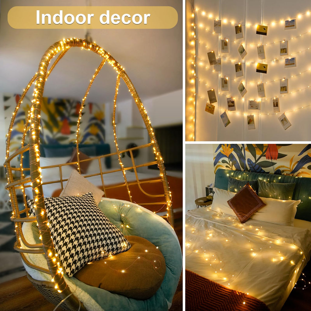 JMEXSUSS 2 Pack Fairy Lights Battery Operated with Remote, Total 400 LED 132ft Battery Powered String Lights, Twinkle Christmas Fairy Lights for Bedroom Centerpiece Indoor Outdoor Decor, Warm White