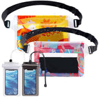 4 Pack Waterproof Fanny Pack with Waist Strap Waterproof Phone Pouch Dry Bag for Kayaking Pool Swimming Boating Beach Fishing Travel Diving Surfing (Hawaii, 2 Fanny Pack + 2 Pouch Bag)