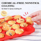 AOTASO Silicone Mini Muffin Pan With Stainless Steel Reinforced Frame 24 Cups Nonstick Cupcake Molds for Baking Silicone Muffin Tray with Handles(2 Pcs, Red)