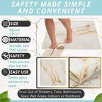 Square Shower Mat - Non Slip Shower Mats for Inside Shower - Extra Large 31x31 Shower Floor Mat Non Slip - Square Bath Mat for Shower - Secure Anti Slip Loofah Shower Bath Mat (31x31 Marble Gold)