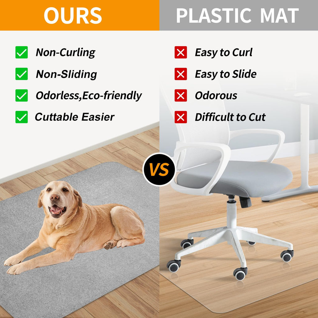 SHAREWIN Office Chair Mat for Hardwood/Tile Floor, 55"x35" Computer Gaming Chair Mat, Under Desk Low Pile Office Rug, Easy-Clean Floor Protector Mat, Light Grey