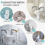 FSA/HSA Eligible Toilet Safety Rails, Adjustable Toilet Safety Frame for Elderly, seniors, Handicap & Disabled, toilet frame with handles, Foldable handicap toilet rails Fit Any Toilets (300 LB)