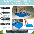 Anti Slip Shower Mat Square - Non Slip Shower Mats for Inside Shower - 24x24 Shower Floor Mat Non Slip - Square Bath Mat for Shower - Soft Secure Loofah Shower Mat Without Suction Cups (24x24 Blue)