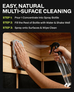 SAUNABOX All-Natural Sauna Cleaning Kit | Eco-Friendly Eucalyptus Multi-Surface Cleaner Concentrate – Chemical-Free & Biodegradable | Safe for Sauna Tents, Benches & Mats (2x1 FL.OZ./30mL)